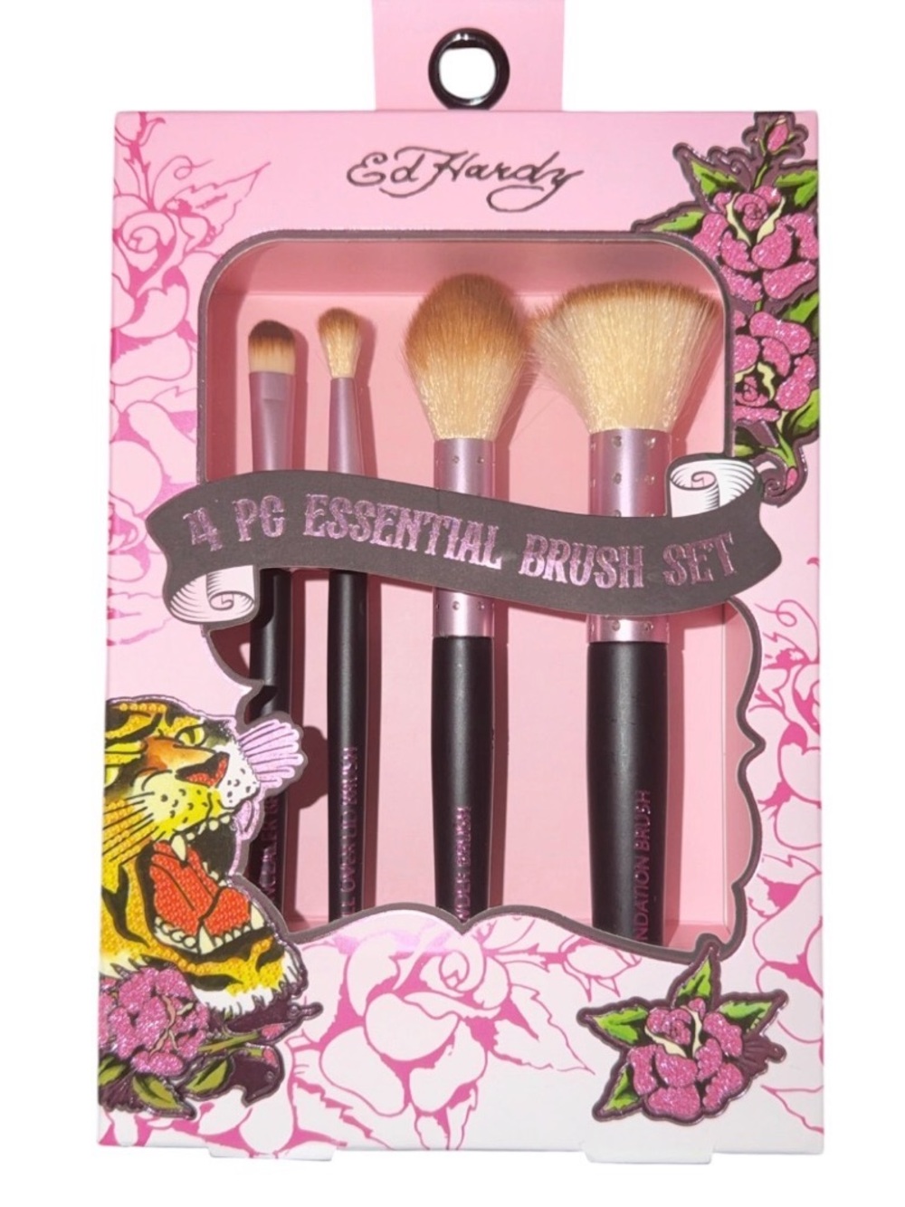 Ed Hardy Pink 4-Piece Makeup Brush Set